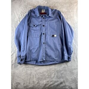 Indura FR Flame Resistant Work Shirt Mens XL Blue Long Sleeve Workwear